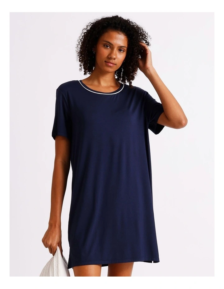 Pure Comfort Short Sleeve Nightie in Navy image 2