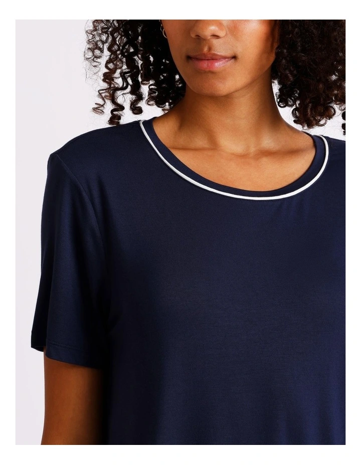 Pure Comfort Short Sleeve Nightie in Navy image 3
