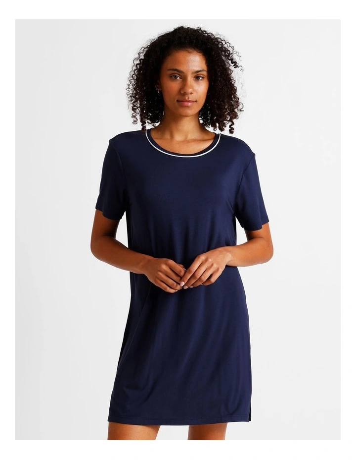 Pure Comfort Short Sleeve Nightie in Navy image 4