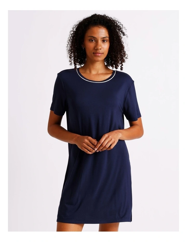 Pure Comfort Short Sleeve Nightie in Navy image 4