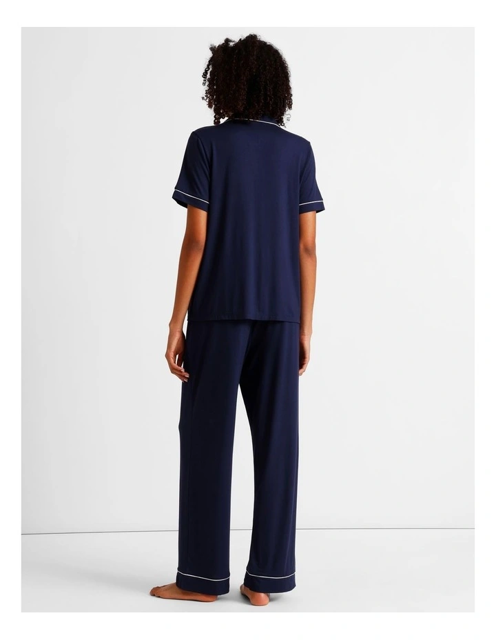 Pure Comfort Short Sleeve Long PJ Set in Navy image 6