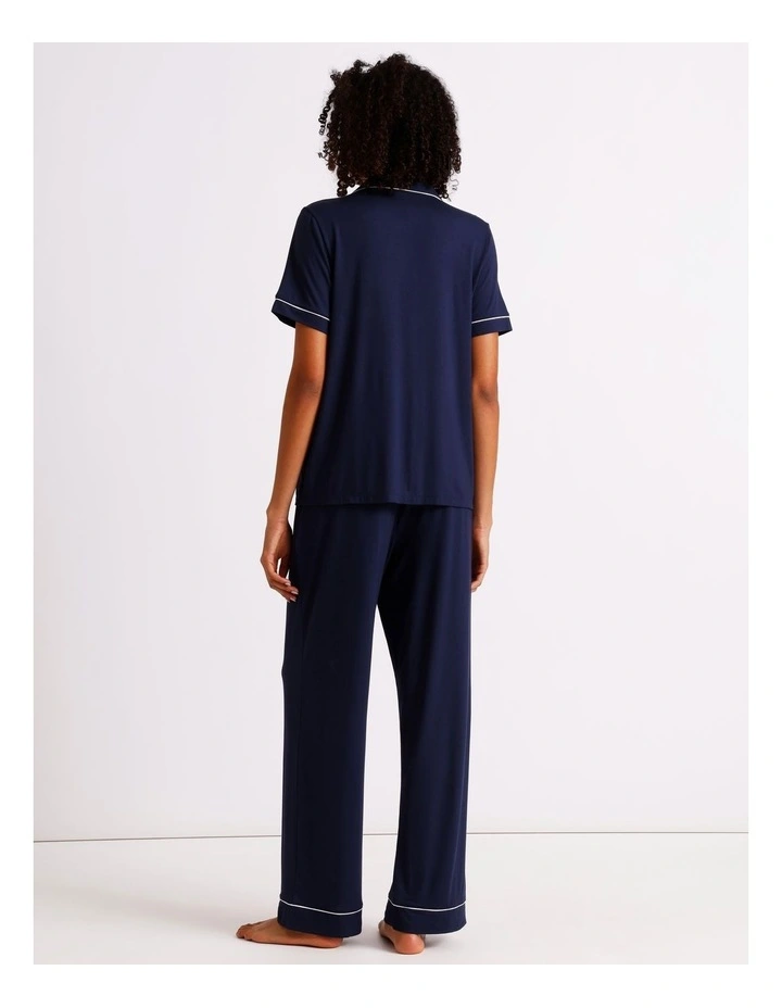 Pure Comfort Short Sleeve Long PJ Set in Navy image 6