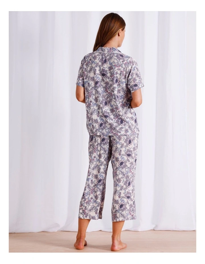 Serene Viscose Short Sleeve Long PJ Set in Pink Paisley image 4