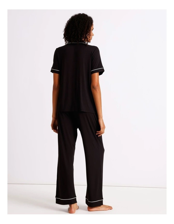 Pure Comfort Short Sleeve Long PJ Set in Black image 5