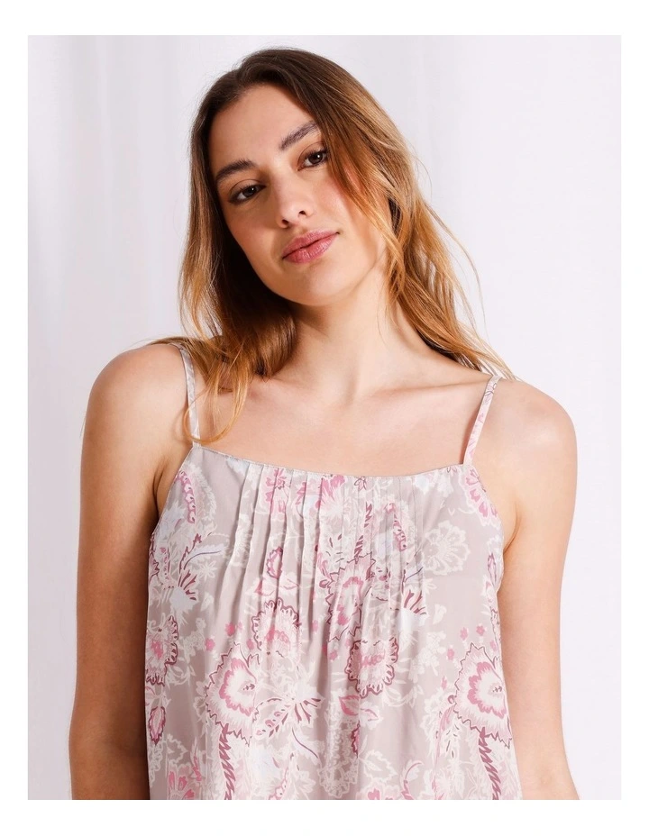 Serene Viscose Pintuck Cami Boxer Set in Leafy Paisley Print image 4