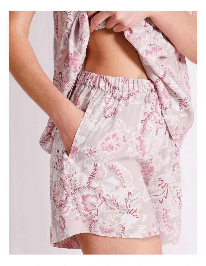 Serene Viscose Pintuck Cami Boxer Set in Leafy Paisley Print image 5