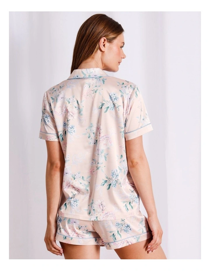 Luxe Satin Short Sleeve PJ Set in Floral Paisley White Print image 6