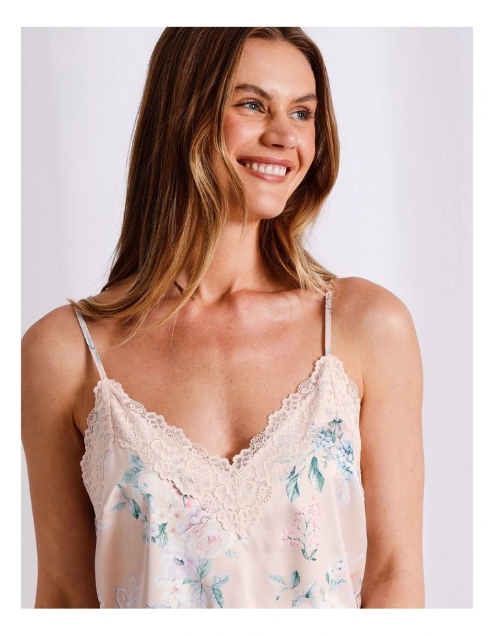 Luxe Satin Chemise in Floral Paisley White Print image 3