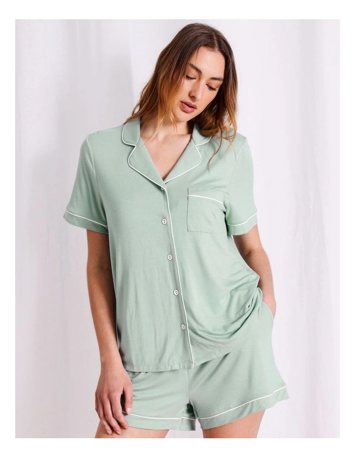Pure Comfort Short Sleeve Short PJ Set in Sage image 1