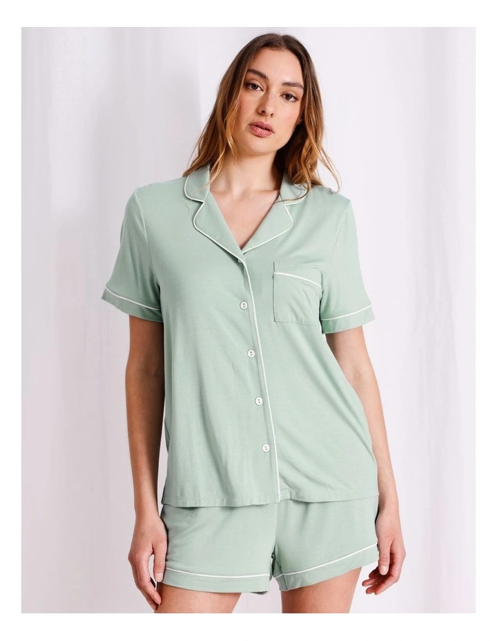 Pure Comfort Short Sleeve Short PJ Set in Sage image 3