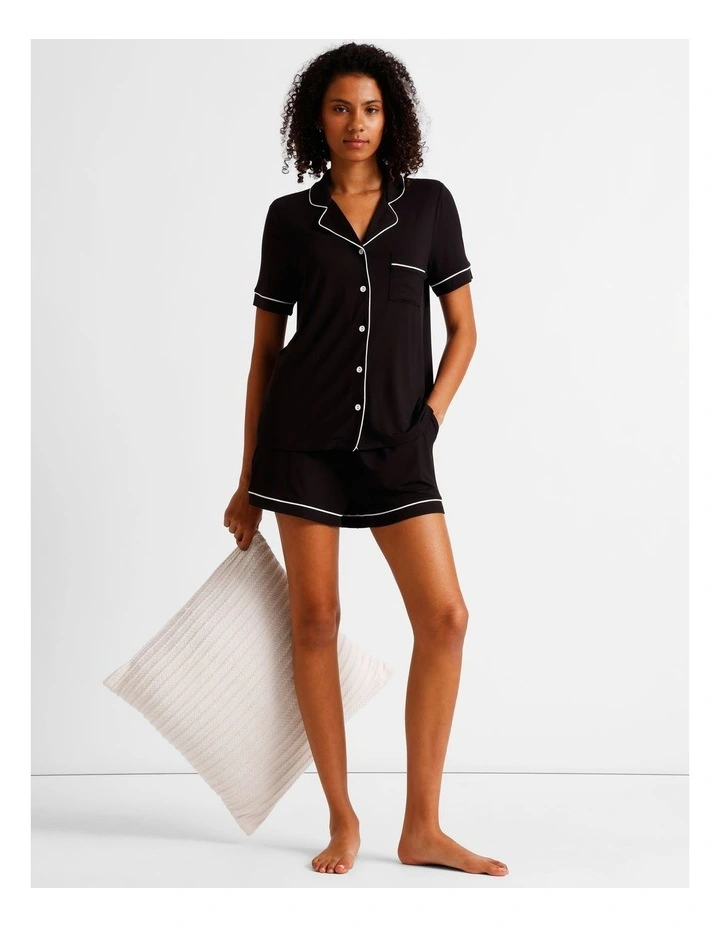 Pure Comfort Short Sleeve Short PJ Set in Black image 1