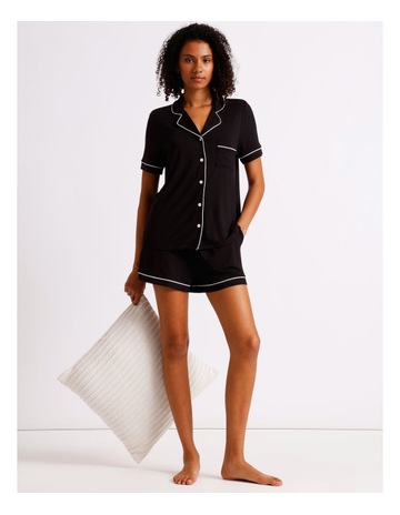 Pure Comfort Short Sleeve Short PJ Set in Black