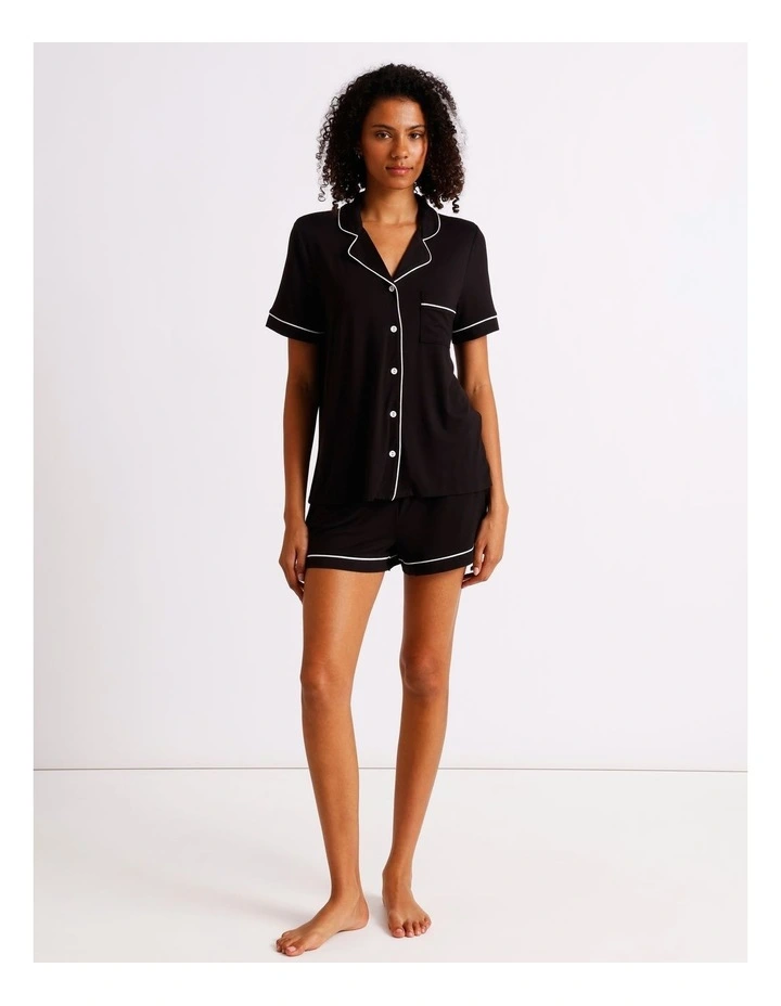 Pure Comfort Short Sleeve Short PJ Set in Black image 3