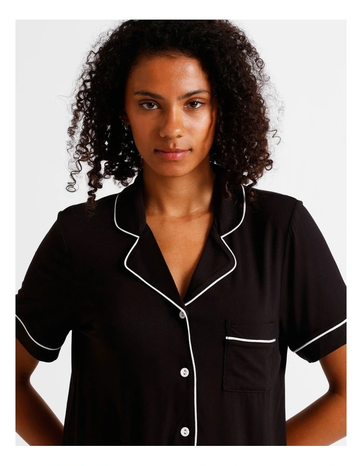 Pure Comfort Short Sleeve Short PJ Set in Black image 5