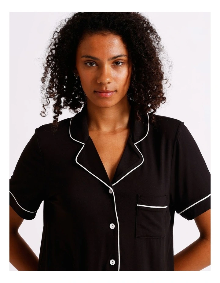 Pure Comfort Short Sleeve Short PJ Set in Black image 5