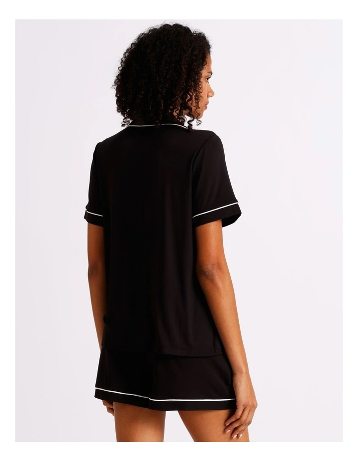 Pure Comfort Short Sleeve Short PJ Set in Black image 6