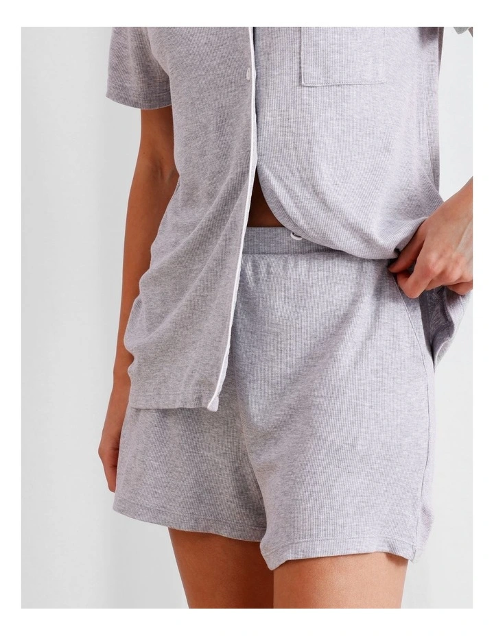 Pure Comfort Rib Short Sleeve Short PJ Set in Grey Marle image 4