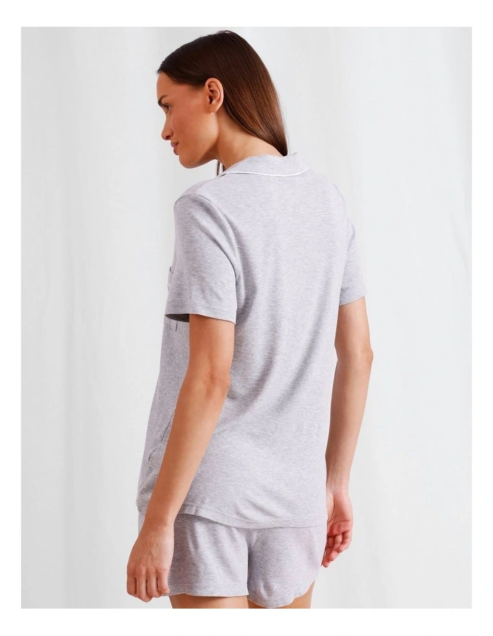 Pure Comfort Rib Short Sleeve Short PJ Set in Grey Marle image 5