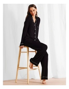 Pure Comfort Long PJ Set in Black