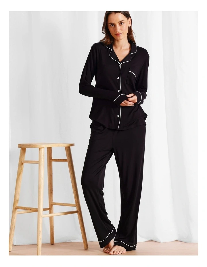 Pure Comfort Long PJ Set in Black image 3