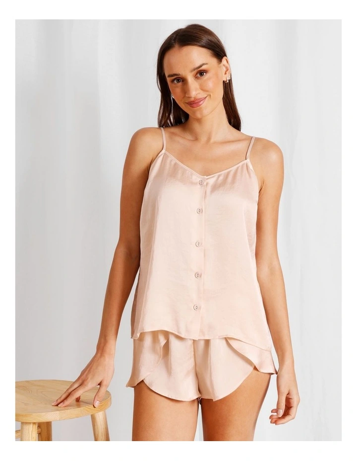 Signature Satin Cami Boxer Set in Ecru image 1