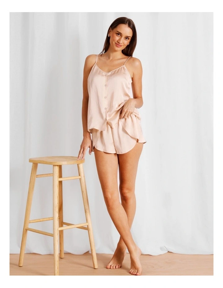 Signature Satin Cami Boxer Set in Ecru image 2