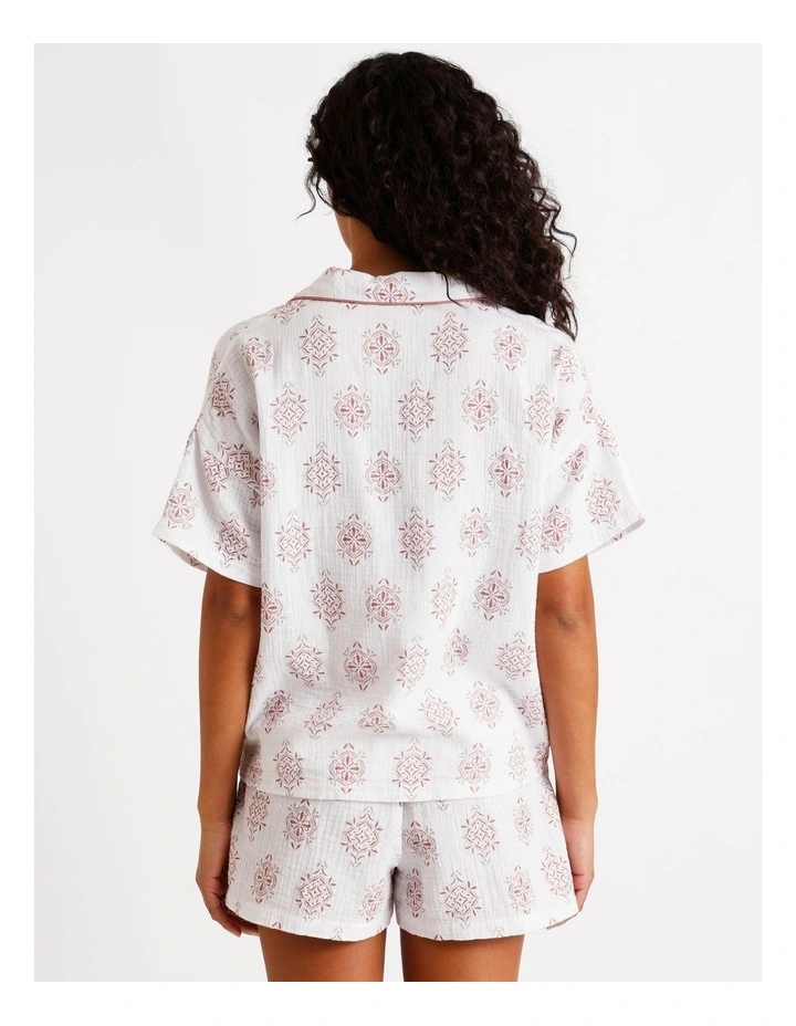 Divine Cheesecloth Short Sleeve PJ Set in Tile Print image 6