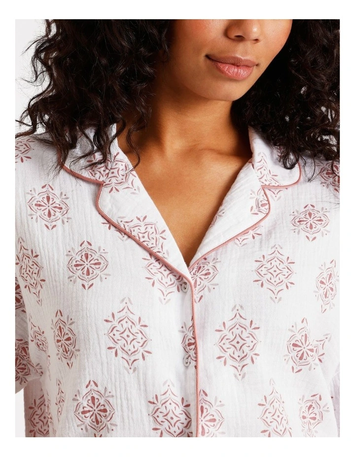 Divine Cheesecloth Short Sleeve PJ Set in Tile Print image 7