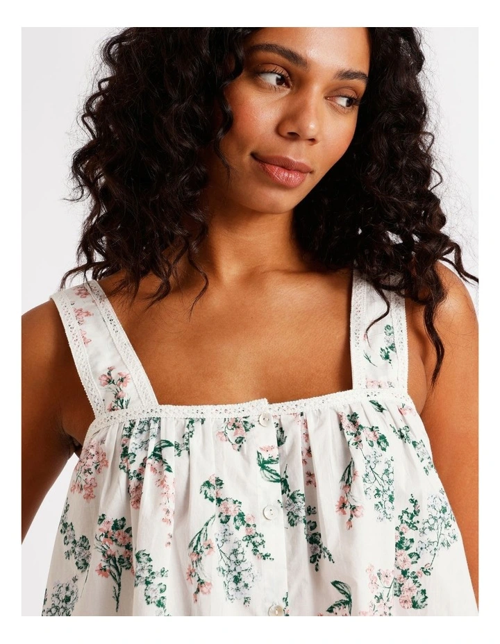 Divine Crochet Trim Cami Boxer Set in White Floral Print image 4