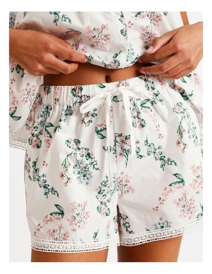 Divine Crochet Trim Cami Boxer Set in White Floral Print image 5