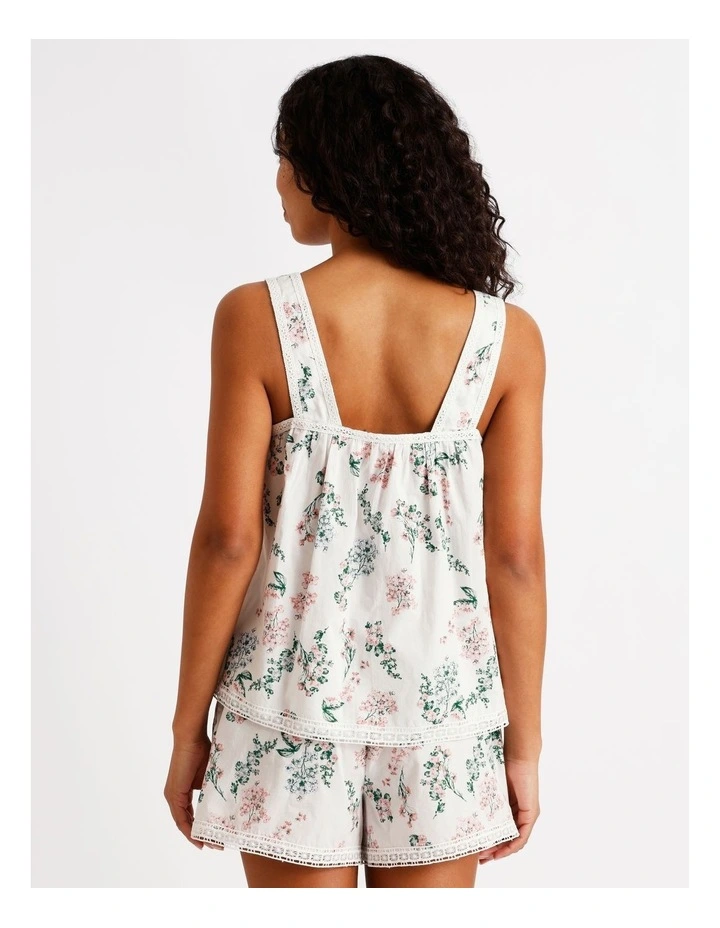 Divine Crochet Trim Cami Boxer Set in White Floral Print image 6