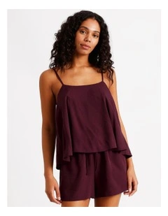 Serene Dobby Relaxed Cami Boxer Set in Plum