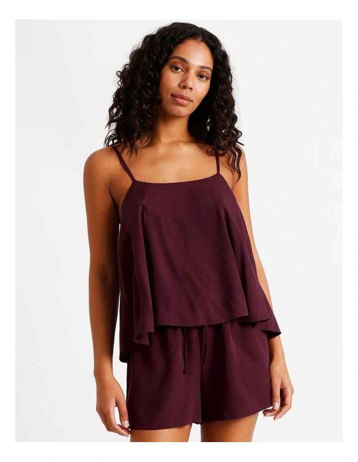Serene Dobby Relaxed Cami Boxer Set in Plum image 1