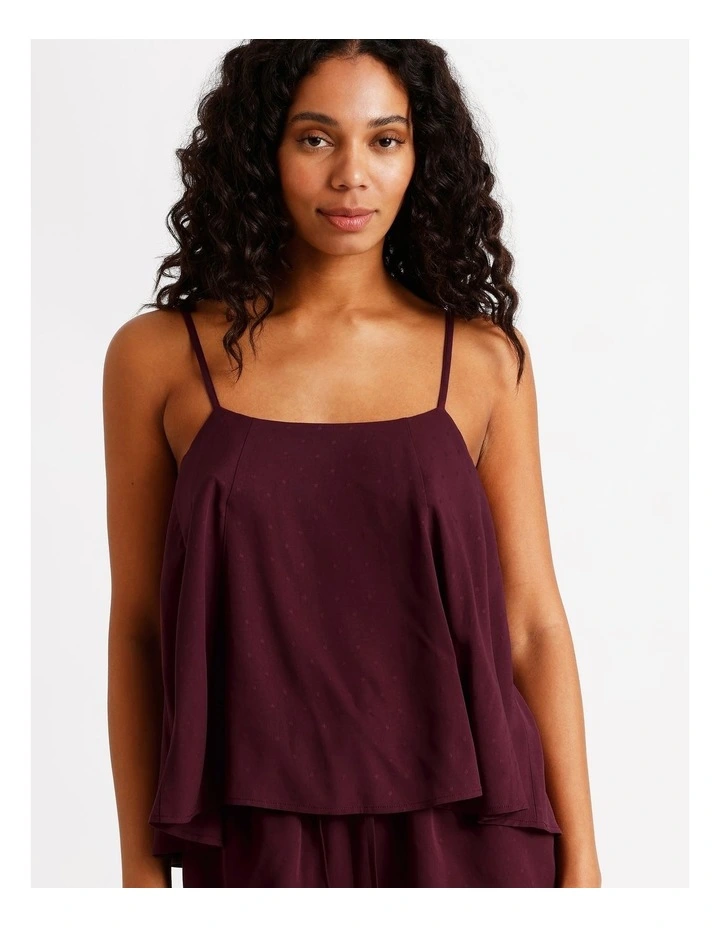 Serene Dobby Relaxed Cami Boxer Set in Plum image 3
