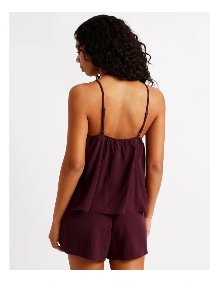 Serene Dobby Relaxed Cami Boxer Set in Plum image 6