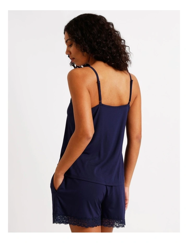 Pure Comfort Lace Trim Cami Boxer Set in Navy image 5