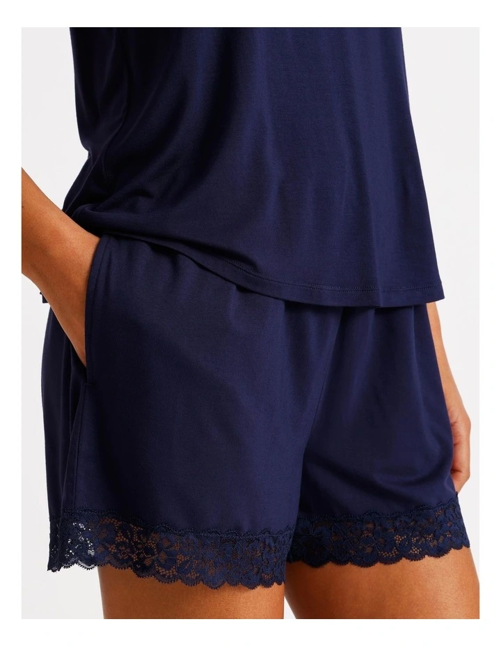 Pure Comfort Lace Trim Cami Boxer Set in Navy image 6