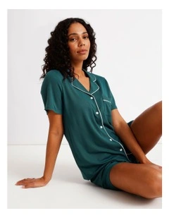 Pure Comfort Rib Short Sleeve Short PJ Set in Teal