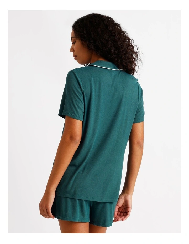 Pure Comfort Rib Short Sleeve Short PJ Set in Teal image 6