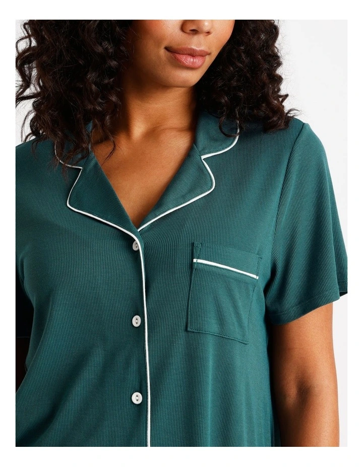 Pure Comfort Rib Short Sleeve Short PJ Set in Teal image 7