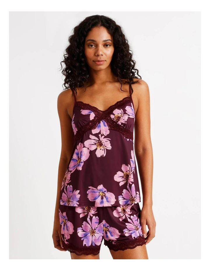 Aurora Cami 7/8 Pant PJ Set in Plum Floral Print image 2