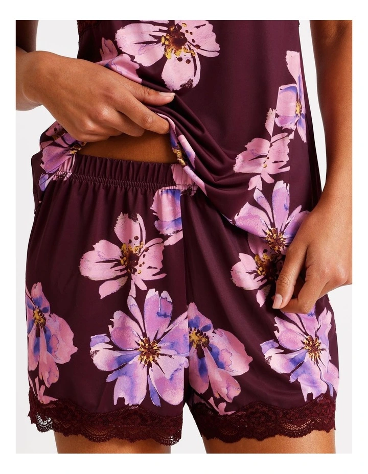 Aurora Cami 7/8 Pant PJ Set in Plum Floral Print image 3