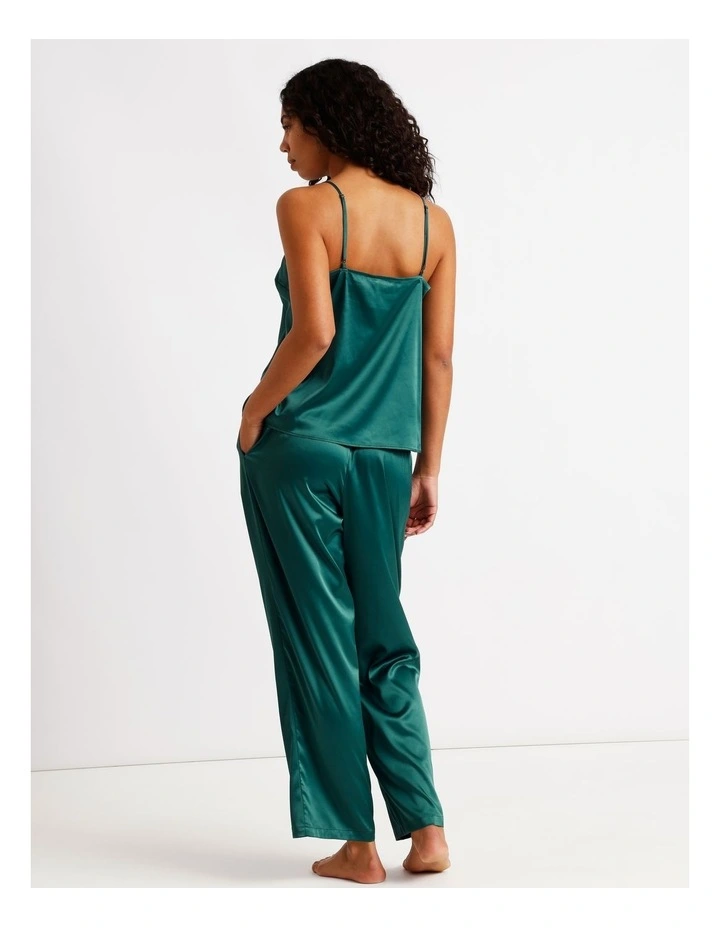 Luxe Satin Cami Pant PJ Set in Teal image 6