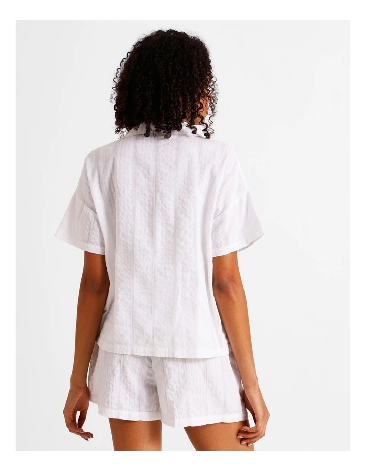 Divine Seersucker Tie Short Sleeve PJ Set in White image 6