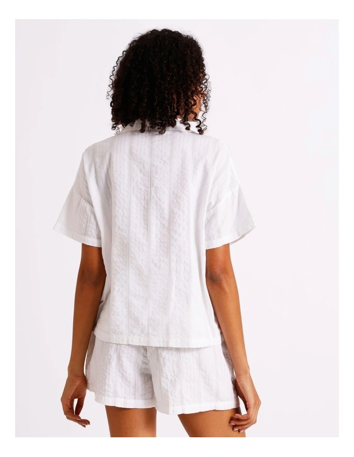 Divine Seersucker Tie Short Sleeve PJ Set in White image 6