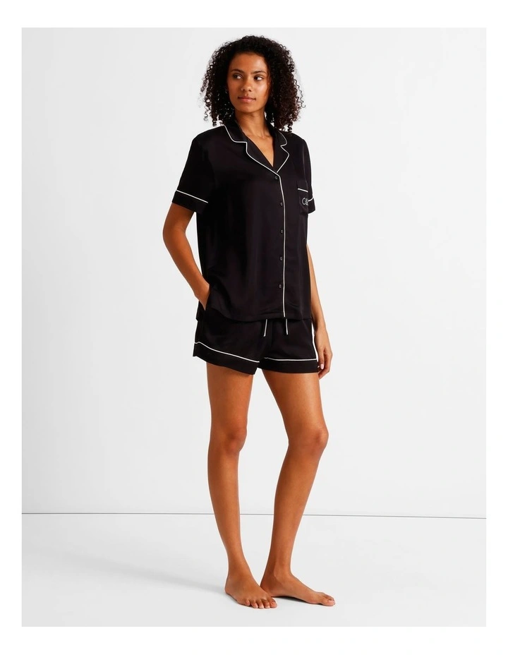 Premium Viscose Short Sleeve PJ Set in Black image 2