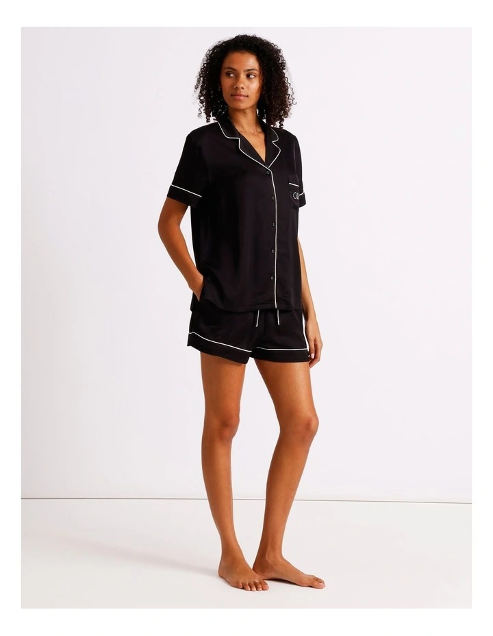 Premium Viscose Short Sleeve PJ Set in Black image 2