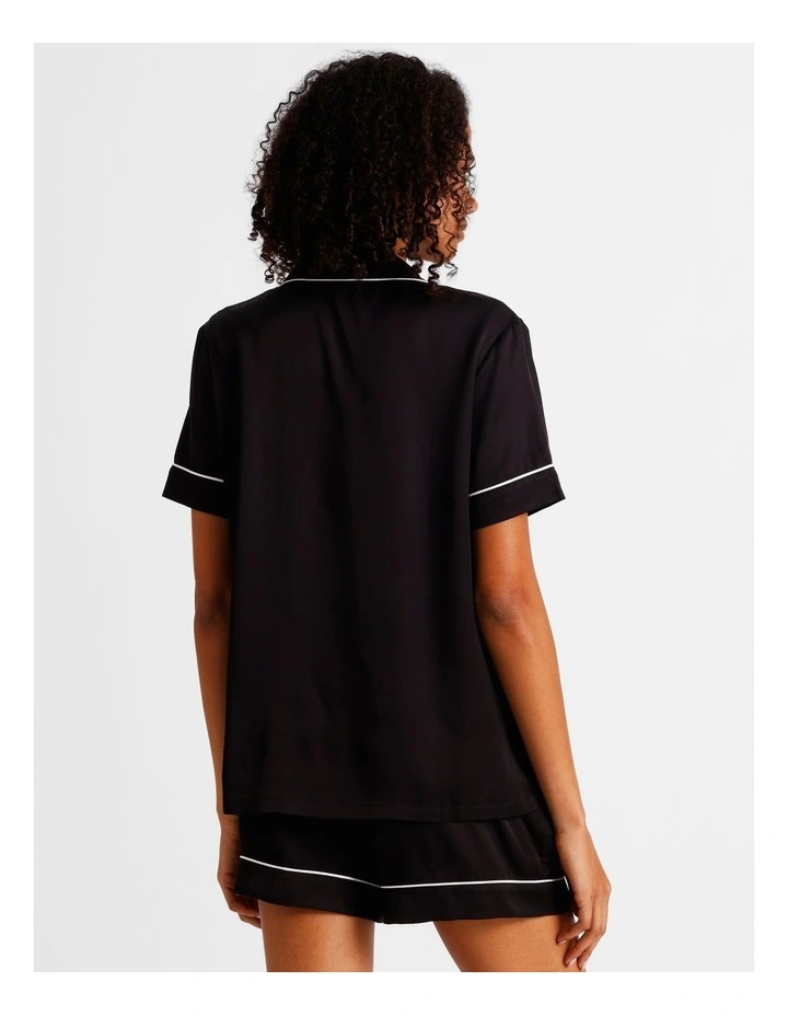 Premium Viscose Short Sleeve PJ Set in Black image 3