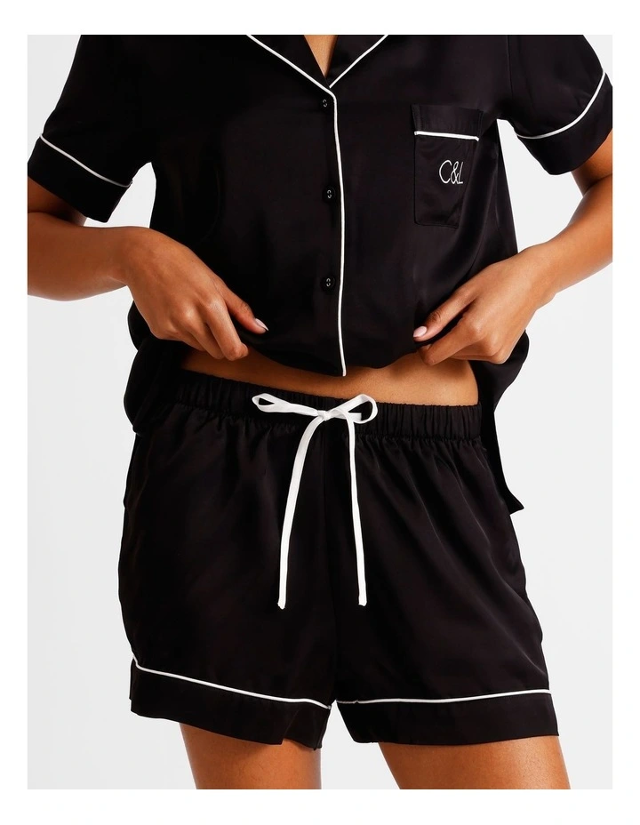 Premium Viscose Short Sleeve PJ Set in Black image 5