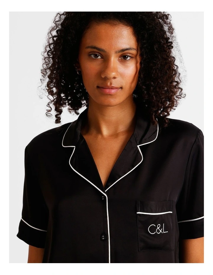 Premium Viscose Short Sleeve PJ Set in Black image 6